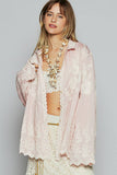 Long sleeve crochet embroidered shirt top