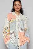 Balloon sleeve double gauze floral shirts