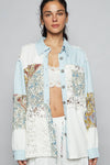Balloon sleeve double gauze floral shirts