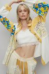 Balloon sleeve double gauze floral shirts