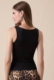 SOLID COLOR BOAT NECK BODY-CONSCIOUS FIT PLAIN TOP
