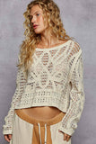 Round neck long sleeve crochet top