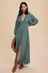 PLUNGE V NECK MAXI DRESS