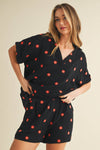 IST5538-A FLOWER EMBROIDERED SHIRT AND SHORTS SET