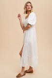 LINEN FIT AND FLARE EMPIRE DRESS