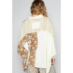 Oversize long sleeve crochet lace contrast top SALE
