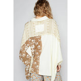 Oversize long sleeve crochet lace contrast top SALE