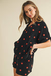 IST5538-A FLOWER EMBROIDERED SHIRT AND SHORTS SET