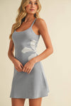 ID9295 SLEEVELESS KNIT MINI DREE WITH FLOWER ON THE SIDE