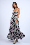 FLORAL DOT PRINT OPEN BACK TIE TUBE MAXI DRESS