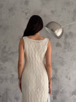 Women's Hallow Knit Midi Casual Dress Knit Dress Open Knit