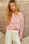 Round neck long sleeve crochet top