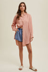 OVERSIZED LINEN BUTTON-UP SHIRT / WL23-7592