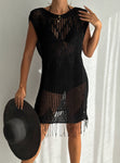 Women's Crochet Knit Vest Hallow Knit Fringed Turkish Cotton