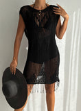 Women's Crochet Knit Vest Hallow Knit Fringed Turkish Cotton