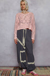 Round neck long sleeve crochet top