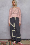 Round neck long sleeve crochet top