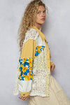 Balloon sleeve double gauze floral shirts