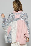 Oversize long sleeve crochet lace contrast top SALE