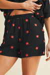 IST5538-A FLOWER EMBROIDERED SHIRT AND SHORTS SET