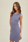 DOUBLE LAYERED MINI DRESS WITH SIDE RUCHED DETAIL /WL23-7837