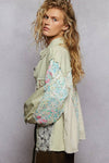 Long sleeve crochet woven twill jacket