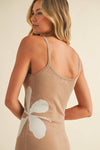 ID9295 SLEEVELESS KNIT MINI DREE WITH FLOWER ON THE SIDE