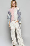 Oversize long sleeve crochet lace contrast top SALE