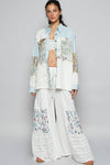 Balloon sleeve double gauze floral shirts