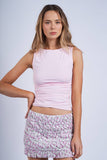 SOLID COLOR BOAT NECK BODY-CONSCIOUS FIT PLAIN TOP
