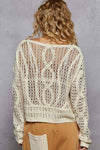 Round neck long sleeve crochet top