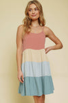20338 Color Block Babydoll Dress