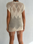 Women's Crochet Knit Vest Hallow Knit Fringed Turkish Cotton