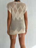 Women's Crochet Knit Vest Hallow Knit Fringed Turkish Cotton