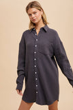 COTTON GAUZE SHIRT DRESS